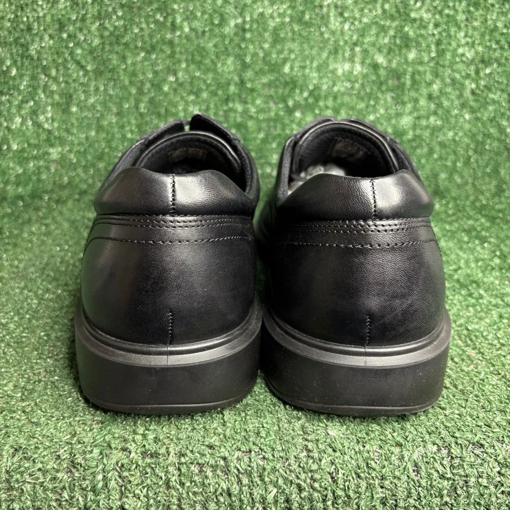 ECCO Helsinki 2.0 Leather Lace Up Square Toe Derby Dress Shoes Black Mens 12.5